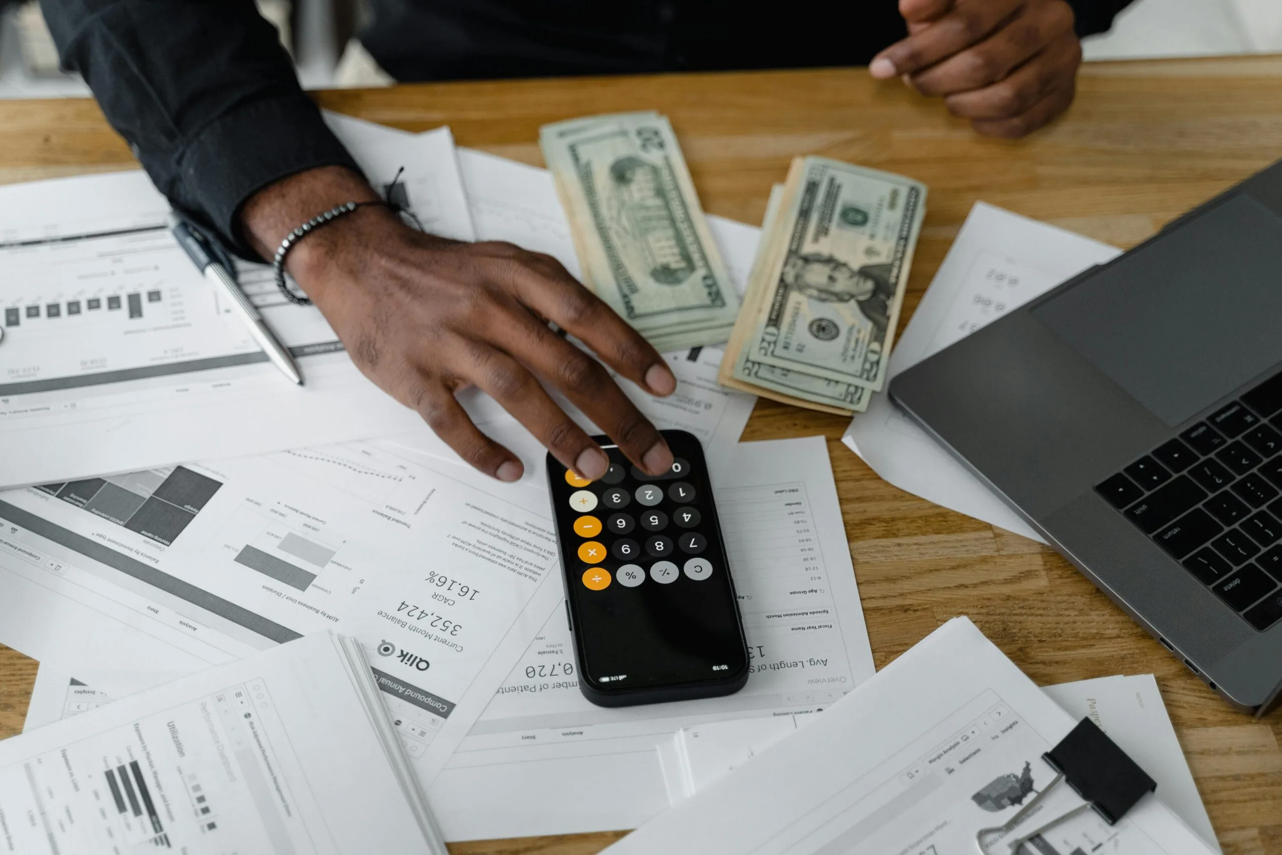 Financial advisor reviewing client data